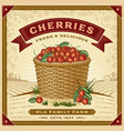 retro cherry harvest label with landscape vector image vector image