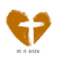 cross and heart and calligraphic text logo easter vector image vector image