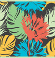 exotic summer flowers and leaves seamless pattern vector image vector image