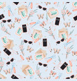 seamless pattern with letters herbarium vector image