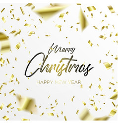 writing christmas and falling gold confetti vector image vector image