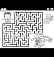 maze game with boy and toy helicopter coloring vector image vector image