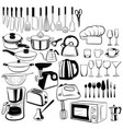 set cutlery and elements for kitchen vector image