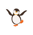 cute happy penguin toon character dancing vector image