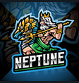neptune god esport mascot logo design vector image