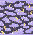 night sky seamless pattern with clouds stars moons vector image vector image
