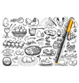 chicken eggs doodle set collection vector image