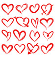 hand drawn red hearts rough doodle heart vector image vector image