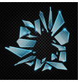 realistic transparent shards broken glass blue vector image