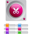 scissors color round button vector image vector image