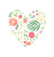 beautiful heart with floral seamless pattern vector image