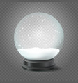 transparent crystal ball with snow isolated vector image