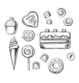 sweet delicious pastry bakery and dessert sketch vector image