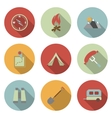 camping flat icons set vector image vector image