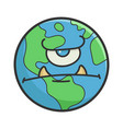 angry monster planet earth cartoon vector image vector image