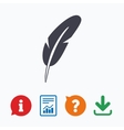 feather sign icon retro pen symbol vector image