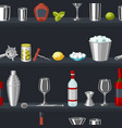 cocktail bar seamless pattern essential tools vector image