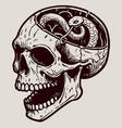 black and white digital tattoo of a skull vector image vector image