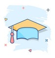 cartoon graduation cap icon in comic style finish vector image