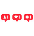 follower notification icons social media comment vector image