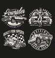 retro custom cars vintage monochrome badges vector image