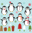christmas penguin set vector image vector image