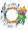 cute clown with blank music note template vector image vector image