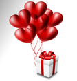 heart balloon set with gift box vector image vector image