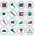 industrial icons set with construction helmet vector image vector image