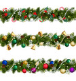 christmas pine triple border vector image