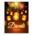 diwali festival poster with flying lanterns vector image vector image