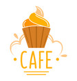 cupcake symbol above cafe sign logo design vector image vector image