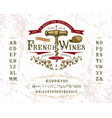font french wines vintage letters and numbers vector image