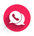 white telephone with speech bubble chat icon vector image