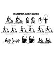 cardio exercises and fitness training at gym vector image
