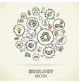 ecology hand drawing integrated icons vector image