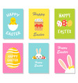 happy easter cards set with bunny ears easter vector image