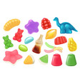gummy jelly candy set 3d sweet characters vector image