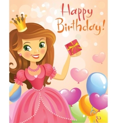 Happy birthday princess greeting card Royalty Free Vector
