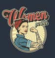 vintage colorful woman power badge vector image vector image