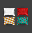 3d realistic bright pillows template mock vector image