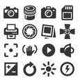 camera accessories and photography icons set vector image vector image