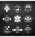 set of leather craft logo designs retro genuine vector image vector image
