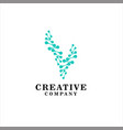 abstract v letter molecules v technology logo vector image vector image