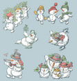 cheerful snowmen vector image