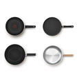 collection empty frying pans top view vector image vector image