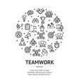 teamwork signs round design template thin line vector image