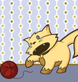 cat playing with a ball yarn vector image vector image