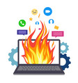 overload burning computer cartoon laptop vector image