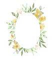 watercolor oval frame of delicate yellow flowers vector image